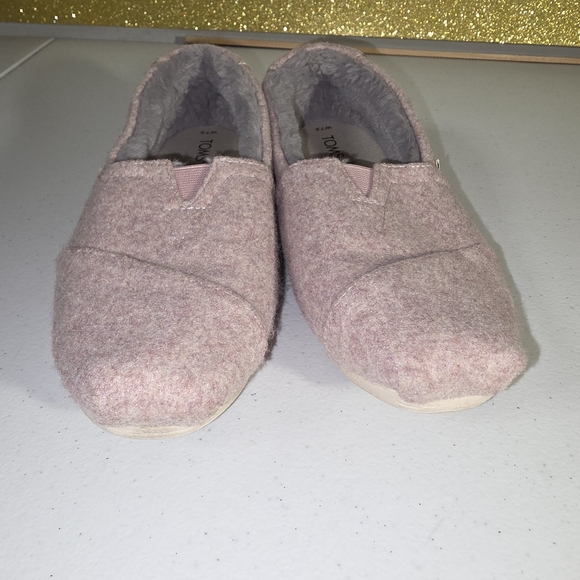 TOMS Women's Alpargata Faux Fur Lined Slip-On Flats dusty rose Sz.7.5 Slippers - Picture 15 of 16